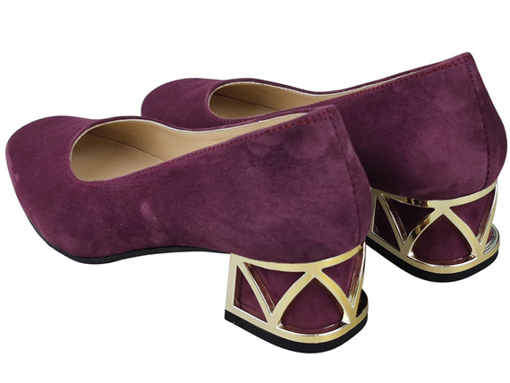 Bequeme Damenschuhe Burgund Pumps mit dekorativem Absatz Natürliches Wildleder 219 von ElitaBut