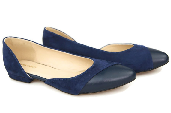 Damenschuhe Ballerinas Marineblau, Naturleder, Wildleder 146 ElitaBut