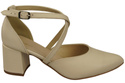 Elegante Beige Ledersandalen mit offener Seite und stabilem Absatz 218 ElitaBut