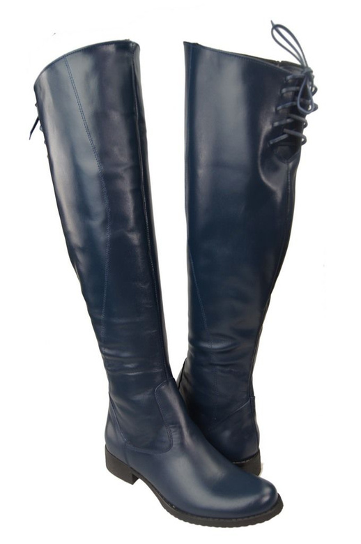 Schuhe Damenstiefel Stiefel Overknee-Stiefel Naturleder Marineblau 121 ElitaBut