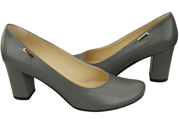 Klassische Damen Grau Leder Mandel Nase Pumps 201 ElitaBut