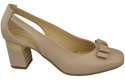 Schuhe Damen Cappuccino Blass Pumps aus Naturleder mit dekorativem Absatz 199 ElitaBut