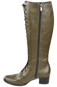 Damenschuhe Schnürstiefel, Naturleder, Olive 595 ElitaBut