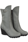 Damen-Keilstiefel, Naturleder, Grau 750 ElitaBut