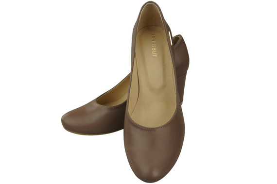 Klassische Damen Cappuccino Dunkel Leder Mandel Nase Pumps 201 ElitaBut