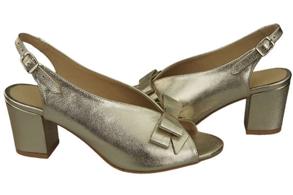 Damenschuhe Sandalen Gold, natürlich genarbtes Leder, 148 L ElitaBut