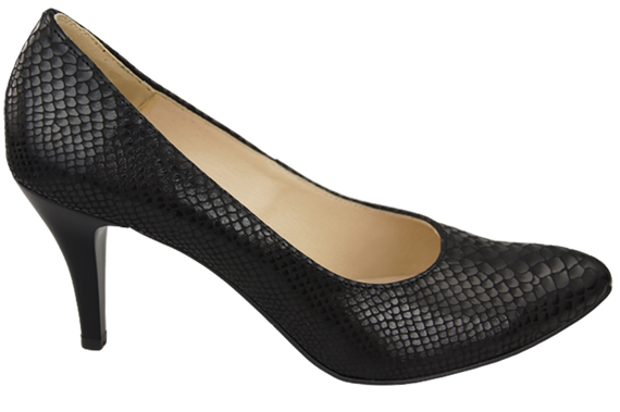 Damenschuhe Pumps Schwarz Schlangenmotiv, Naturleder 150 ElitaBut