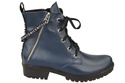 Schuhe Damen-Stiefeletten mit der Aufschrift NICE, Naturleder, Marineblau 173 von ElitaBut