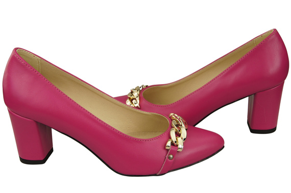 Klassische Frauen Lila Naturleder Schuhe mit Gold Ornament Kette 200 ElitaBut