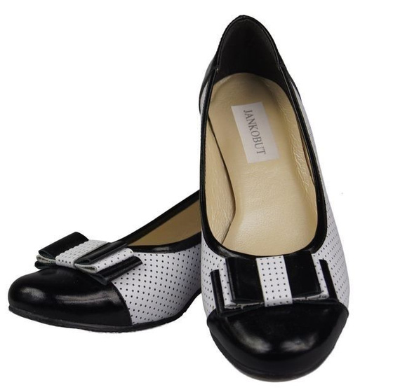 Damenschuhe Pumps Naturleder Weiß Schwarz 732 ElitaBut