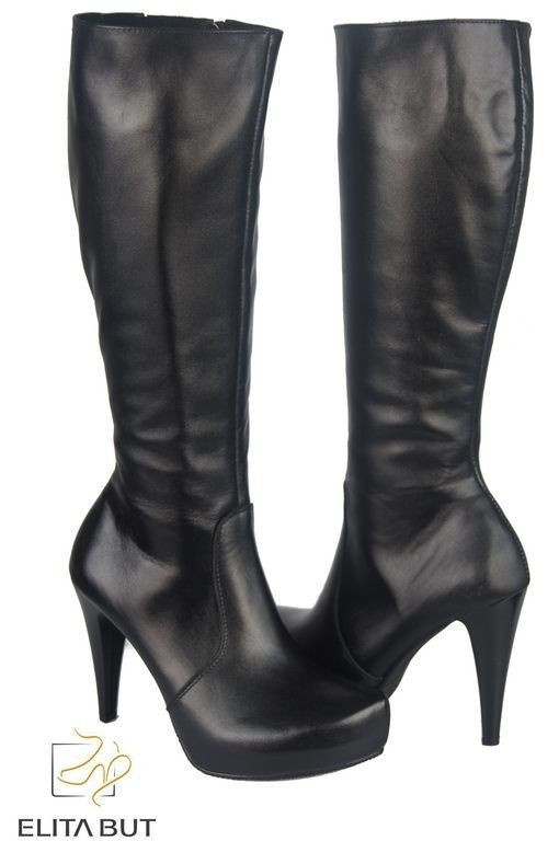 Damen-Plateaustiefel, Naturleder, Schwarz 687 ElitaBut
