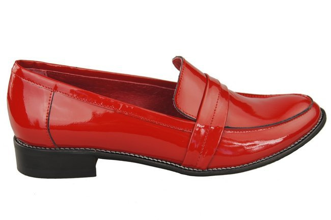 Schuhe Damen Mokassins Naturleder Rotlack 139 ElitaBut