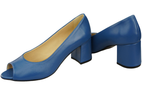 Damenschuhe PEEP TOE Pumps Blaues Naturleder mit beschichtetem Absatz 192 ElitaBut