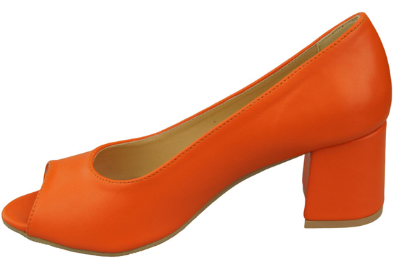 Damenschuhe PEEP TOE Pumps Orange Naturleder mit beschichtetem Absatz 192 ElitaBut