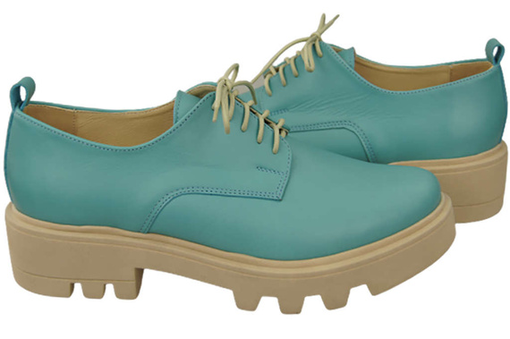 Schuhe Damen Schnürschuhe Türkis Leder Natur 180 ElitaBut