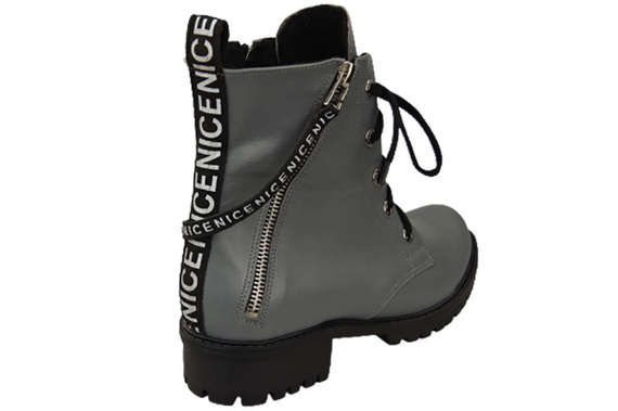 Schuhe Damenstiefeletten mit der Aufschrift NICE, Naturleder, Grau 173 L ElitaBut