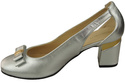 Schuhe Damen Silber Pumps aus Naturleder mit dekorativem Absatz 199 ElitaBut