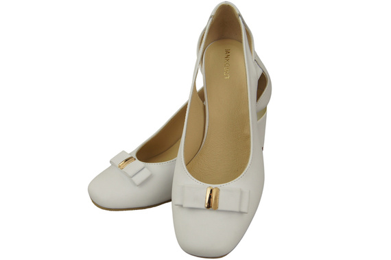 Schuhe Damen Weiß Pumps aus Naturleder mit dekorativem Absatz 199 ElitaBut