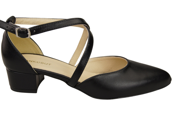 Damen Sandalen Echtleder Schwarz mit Riemen Niedriger Absatz 223 ElitaBut