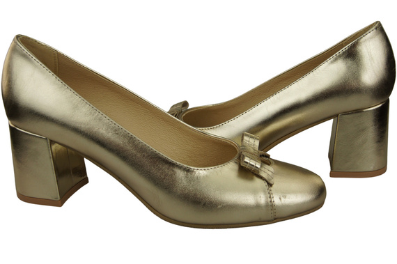 Damen Pumps mit Schleife Gold Naturleder und niedrigem Absatz 203 ElitaBut