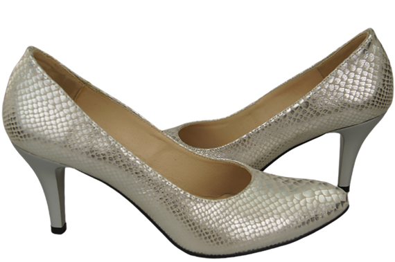 Damenschuhe Silber Pumps Schlangenmotiv Naturleder 150 ElitaBut