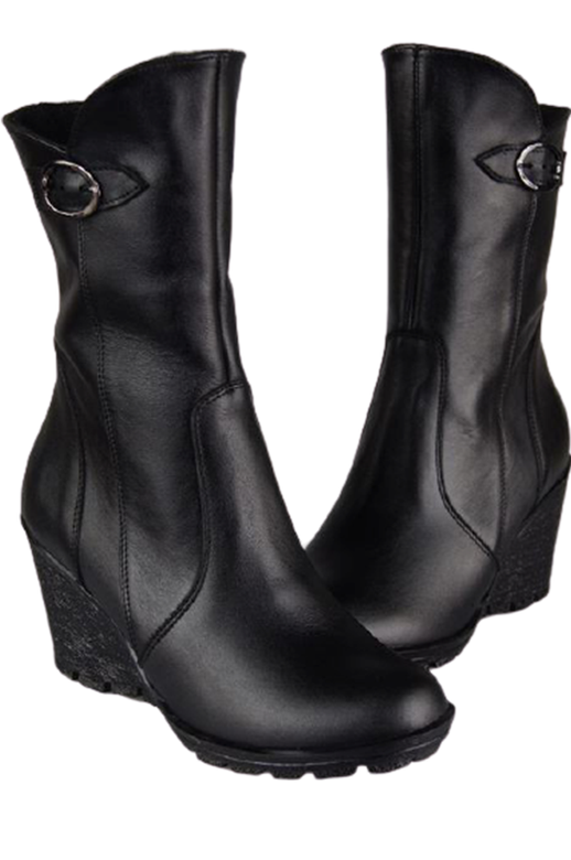 Damen-Keilstiefel, Naturleder, Schwarz 750 ElitaBut