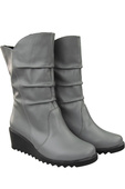Schuhe Damen-Keilstiefel Winter, Naturleder, Grau 140 ElitaBut