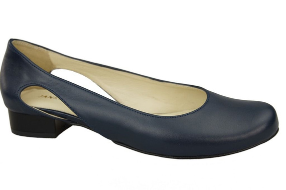 Damen-Ballerinas Marineblau, Naturleder 103 ElitaBut
