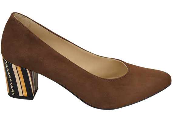 Damenschuhe Pumps Braunes natürliches Wildleder mit dekorativem Absatz 158 von ElitaBut