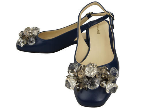 Damen Schuhe Marineblau Sandalen mit Kristallen Naturleder 215 ElitaBut