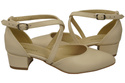 Damen Sandalen Echtleder Beige mit Riemen Niedriger Absatz 223 ElitaBut