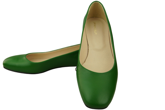 Flache Frauen Schuhe Grün Dekorative Ferse Naturleder 209 ElitaBut