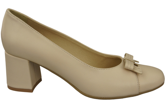 Damen Pumps mit Schleife Beige Naturleder und niedrigem Absatz 203 ElitaBut
