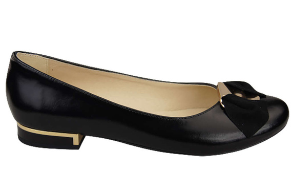 Damen Ballerinas, Naturleder, Schwarz, Glänzend 894 ElitaBut