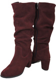 Schuhe Damenstiefel, Naturleder, Velours 141 Burgund ElitaBut