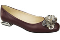 Damen Burgund Pumps mit Kristallen flach Naturleder 216 ElitaBut