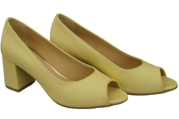 Damenschuhe PEEP TOE Banana Pumps Naturleder mit beschichtetem Absatz 192 ElitaBut