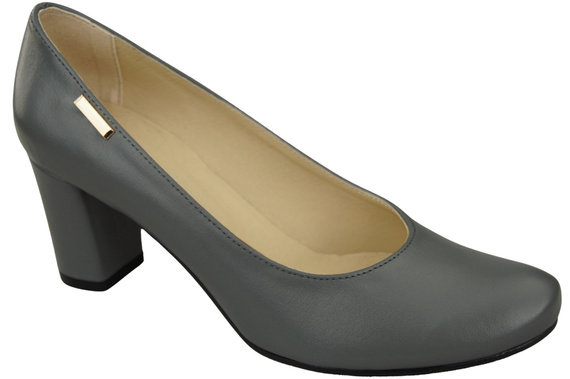 Klassische Damen Grau Leder Mandel Nase Pumps 201 ElitaBut