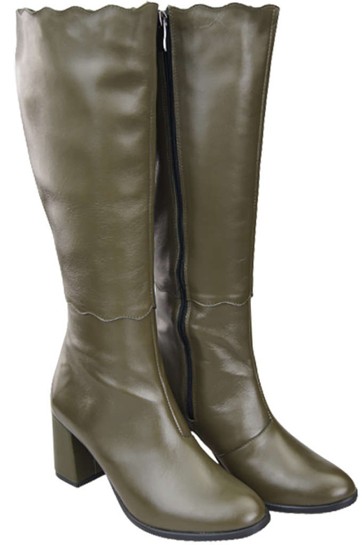 Klassische Damenstiefel, Naturleder, Olive 176 ElitaBut