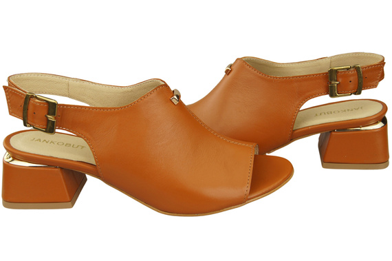 Damenschuhe Sandalen Rot, goldene Schnalle, Naturleder 198 ElitaBut