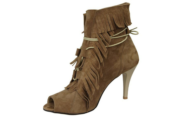 Damenschuhe Peep-Toe-Stiefeletten, natürliches Wildleder, Cappuccino 964 ElitaBut