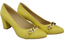 Klassische Frauen Lemon Naturleder Schuhe mit Gold Ornament Kette 200 ElitaBut
