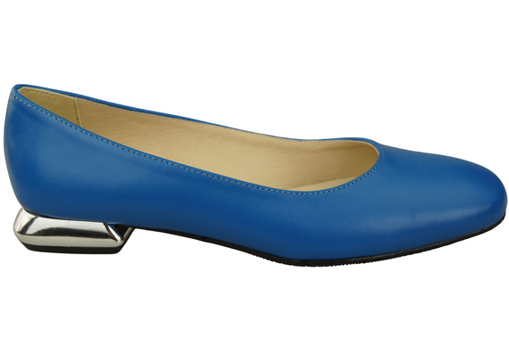 Flache Frauen Schuhe Blau Dekorative Ferse Naturleder 209 ElitaBut