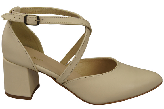 Elegante Beige Ledersandalen mit offener Seite und stabilem Absatz 218 ElitaBut