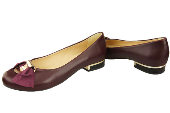 Damen-Ballerinas, Naturleder, Burgunderrot 894 ElitaBut