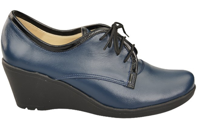 Damenschuhe mit Keilabsatz, Naturleder, Marineblau 181 ElitaBut