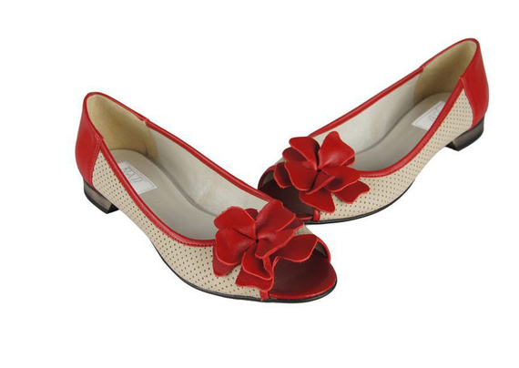 Damen Ballerinas Naturleder Rot 710 ElitaBut