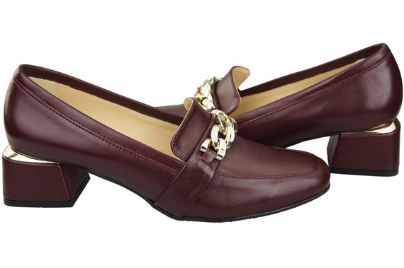 Damenschuhe mit Zierkette Pumps Mokassins Naturleder 193 Burgund ElitaBut
