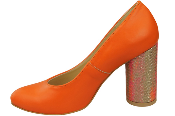 Damenschuhe Pumps Orange Naturleder Bunter Zierabsatz 194 ElitaBut
