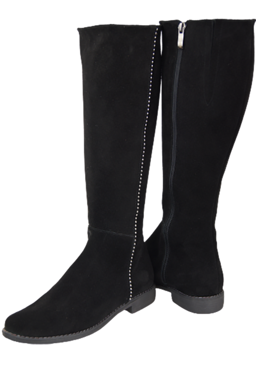 Schuhe Damenstiefel, Naturleder, Velour 153 Schwarz ElitaBut